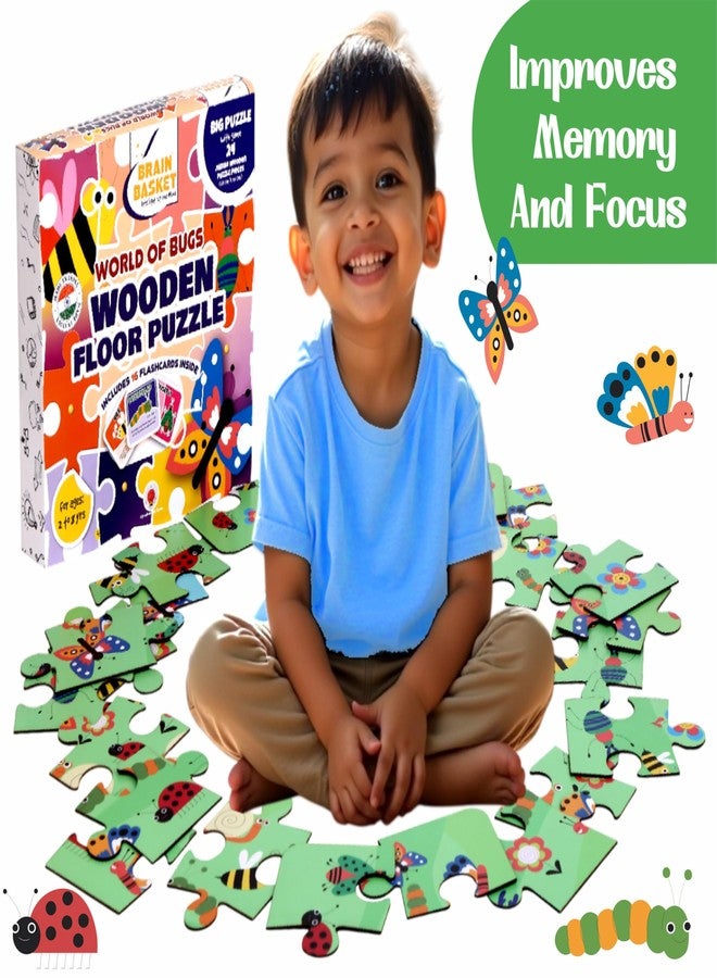 BRAIN BASKET World of Bugs & Insects Floor Puzzle | Wooden Jigsaw Puzzle for Kids | Fun Facts Animal Riddles, Educational Toys, Gifts for Boys & Girls Ages 4+ Years Puzzle and Scrabble Game for Kids - Image 4